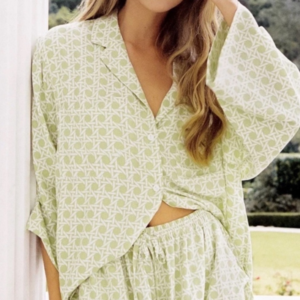 Piyama Peta Rattan Margaritas Green Pajama Top Only Sz M/L